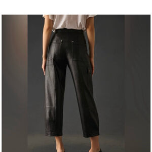 Women's Anthropologie Pants Size 16W Black Faux Leather Cargo